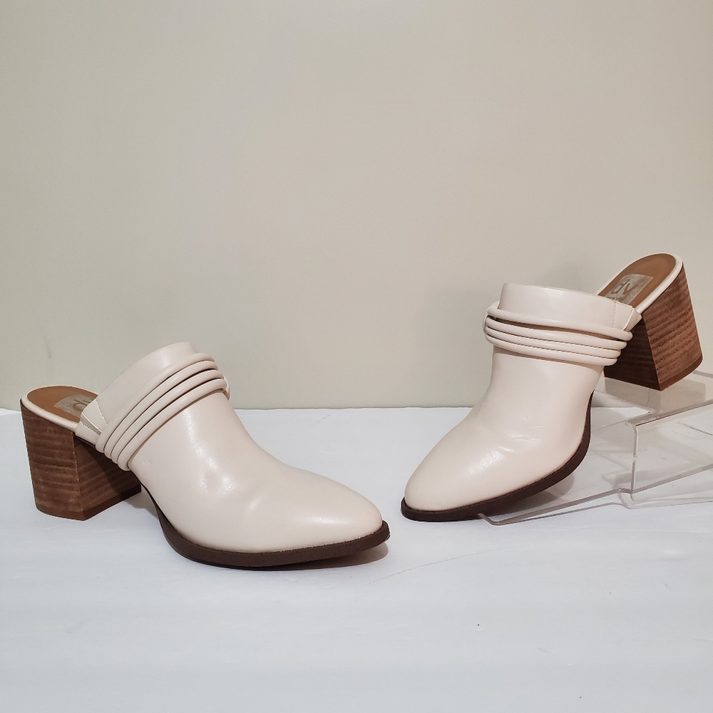 Dolce Vita Tabitha ivory faux leather stacked heel knot accent mule clogs 8.5 - Picture 6 of 15